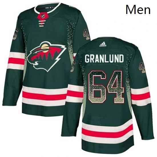 Mens Adidas Minnesota Wild 64 Mikael Granlund Authentic Green Drift Fashion NHL Jersey